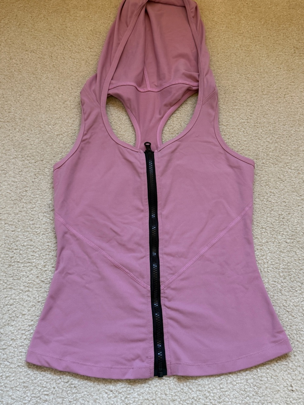 Women’s Mauve Racerback Hooded Tank with Front Zip